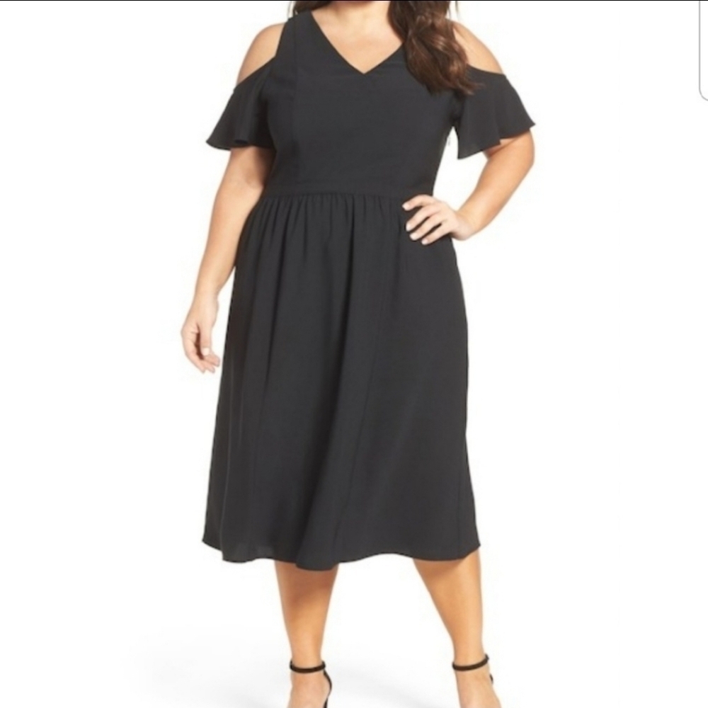 Sejour Black Cold Shoulder Dress